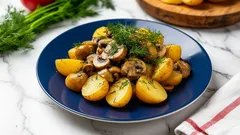 Nyttigt och mättande: potatis med svamp för en snabb vardagslunch